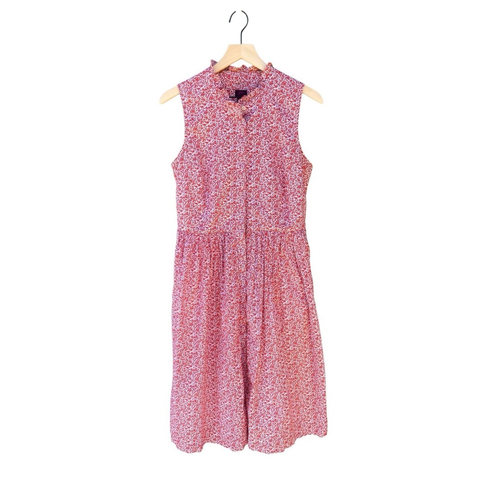 J Crew Liberty London Chamomile Floral Ruffle Neck Midi Dress Womens Size 10 K77